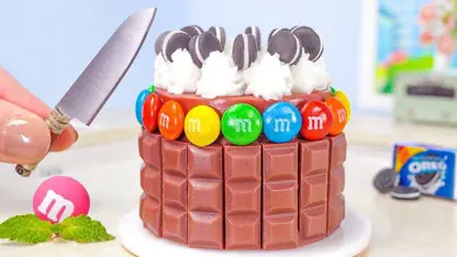 آشپزی مینیاتوری - کیک شکلاتی m&m's برای سرگرمی