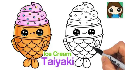 آموزش نقاشی به کودکان - بستنی تایاکی با رنگ آمیزی