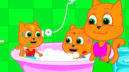 کارتون خانواده گربه این داستان - فوم حمام