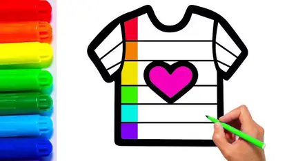 آموزش نقاشی به کودکان - تی شرت رنگارنگ با رنگ آمیزی