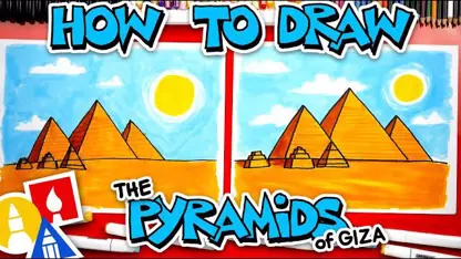آموزش نقاشی به کودکان - نحوه رسم اهرام مصر با رنگ آمیزی
