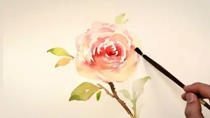 آموزش گام به گام نقاشی با آبرنگ " گل سرخ"