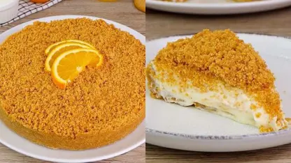 طرز تهیه کیک پرتقالی کرامبل فوق العاده خامه ای