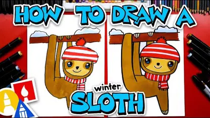 آموزش نقاشی به کودکان - یک تنبل زمستانی با رنگ آمیزی