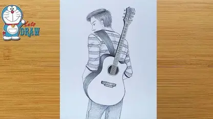 آموزش طراحی با مداد برای مبتدیان "پسر با گیتار "