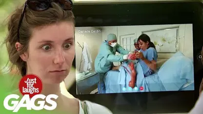 دوربین مخفی با موضوع "افتادن نوزاد از دست دکتر"