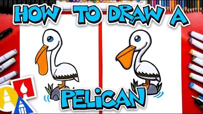 آموزش نقاشی به کودکان - پلیکان کارتونی با رنگ آمیزی