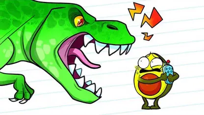 کارتون اووکادو این داستان "دایناسور در مقابل اووکادو ها"