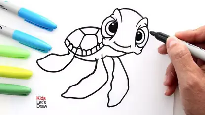آموزش نقاشی به کودکان - لاک پشت با رنگ آمیزی