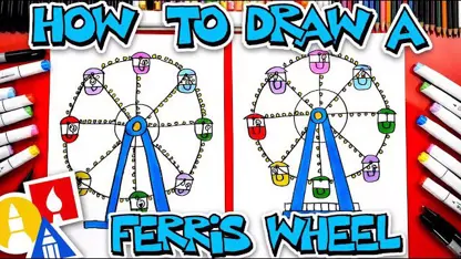 آموزش نقاشی به کودکان - ترسیم چرخ و فلک با رنگ آمیزی