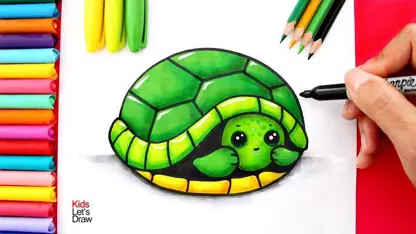 آموزش نقاشی کودکان - لاک پشت مخفی با رنگ آمیزی