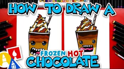 آموزش نقاشی به کودکان - یک نوشیدنی شکلات داغ با رنگ امیزی