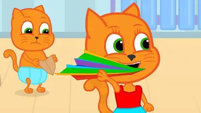 کارتون خانواده گربه با داستان - هواپیماهای چند رنگ