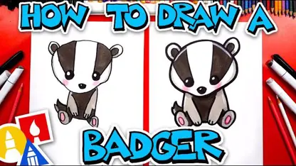 آموزش نقاشی به کودکان - کارتون badger با رنگ آمیزی