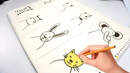 آموزش گام به گام نقاشی کودکانه حیوانات کارتونی