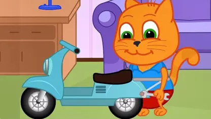 کارتون خانواده گربه با داستان - تعمیر موتور سیکلت