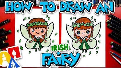 آموزش نقاشی به کودکان - یک پری ایرلندی با رنگ آمیزی
