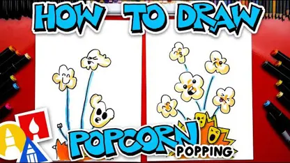 آموزش نقاشی به کودکان - پاپ کورن بامزه با رنگ آمیزی