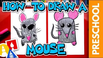 آموزش نقاشی به کودکان - یک موش بامزه با رنگ آمیزی