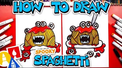 آموزش نقاشی به کودکان - اسپاگتی شبح وار با رنگ آمیزی