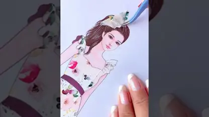 آموزش نقاشی برای مبتدیان - دختری با لباس زیبا