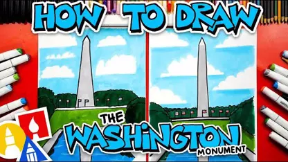 آموزش نقاشی به کودکان - بنای یادبود واشنگتن با رنگ آمیزی