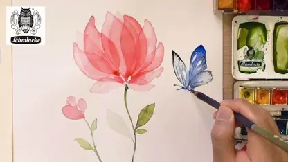 آموزش نقاشی با آبرنگ برای مبتدیان - نحوه کشیدن گل و پروانه
