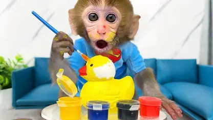 برنامه کودک بچه میمون - خوردن هندوانه در استخر
