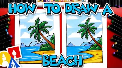 آموزش نقاشی به کودکان - ترسیم منظره ساحل با رنگ آمیزی