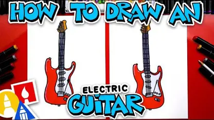 آموزش نقاشی به کودکان - یک گیتار الکتریک با رنگ آمیزی