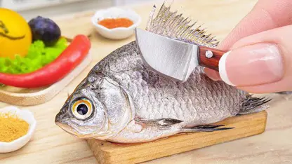 ترفند آشپزی مینیاتوری - طرز تهیه کاری ماهی تند