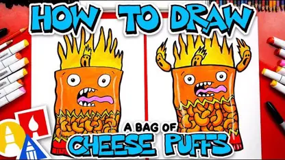 آموزش نقاشی به کودکان - پفک پنیر برای سرگرمی