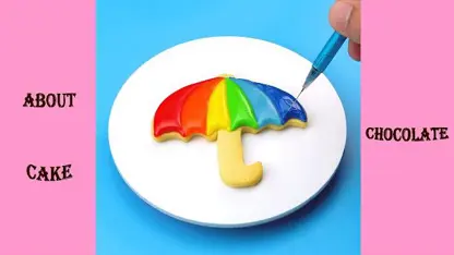 طرز تهیه کوکی چتر رنگی زیبا در یک ویدیو
