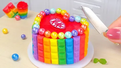 آشپزی مینیاتوری - کیک rainbow kitkat برای سرگرمی