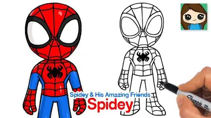 آموزش نقاشی به کودکان - مرد عنکبوتی spidey با رنگ آمیزی