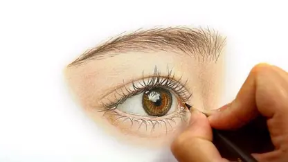 طراحی و رنگ امیزی چشم طبیعی با مداد رنگی