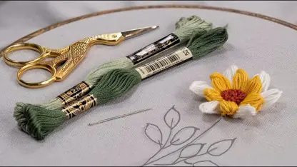 آموزش گلدوزی با دست - طرح گل زیبا در یک ویدیو