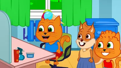 کارتون خانواده گربه با داستان - مدل موی رنگین کمانی