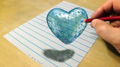 اموزش گام به گام نقاشی سه بعدی " قلب شناور"