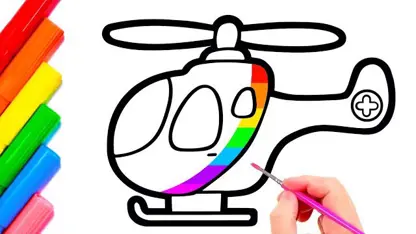 آموزش نقاشی به کودکان - هلیکوپتر با رنگ آمیزی