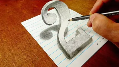 اموزش گام به گام نقاشی سه بعدی با مداد "عدد 2 "