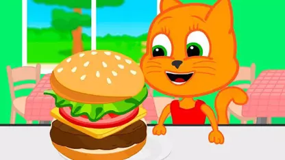 کارتون خانواده گربه با داستان - همبرگر کودک