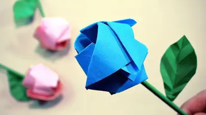 آموزش اوریگامی ساخت "گل رز آبی" در چند دقیقه