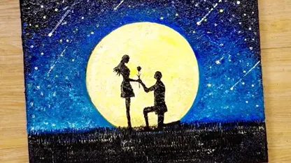 اموزش نقاشی با تکنیک الومینیوم "عاشقانه در مهتاب"