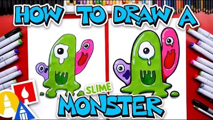 آموزش نقاشی به کودکان - یک هیولای لجن خنده دار با رنگ آمیزی