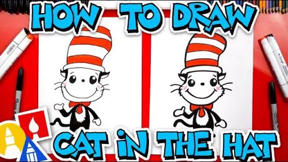 آموزش نقاشی کودکان "گربه بامزه با کلاه" در چند دقیقه