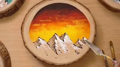 آموزش نقاشی روی چوب برای مبتدیان - کوه های برفی