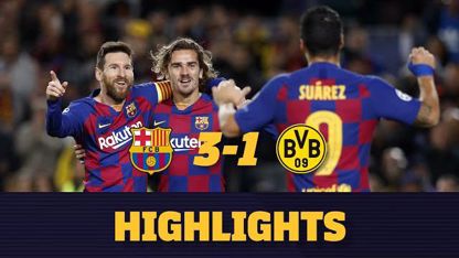خلاصه بازی بارسلونا 3-1 دورتموند در هفته پنجم لیگ قهرمانان اروپا