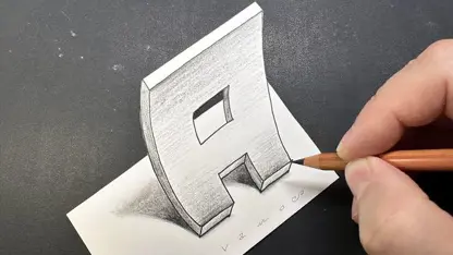 آموزش طراحی با مداد - حرف a سه بعدی