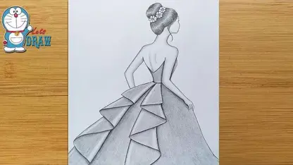اموزش طراحی با مداد " دختر با لباس زیبا "